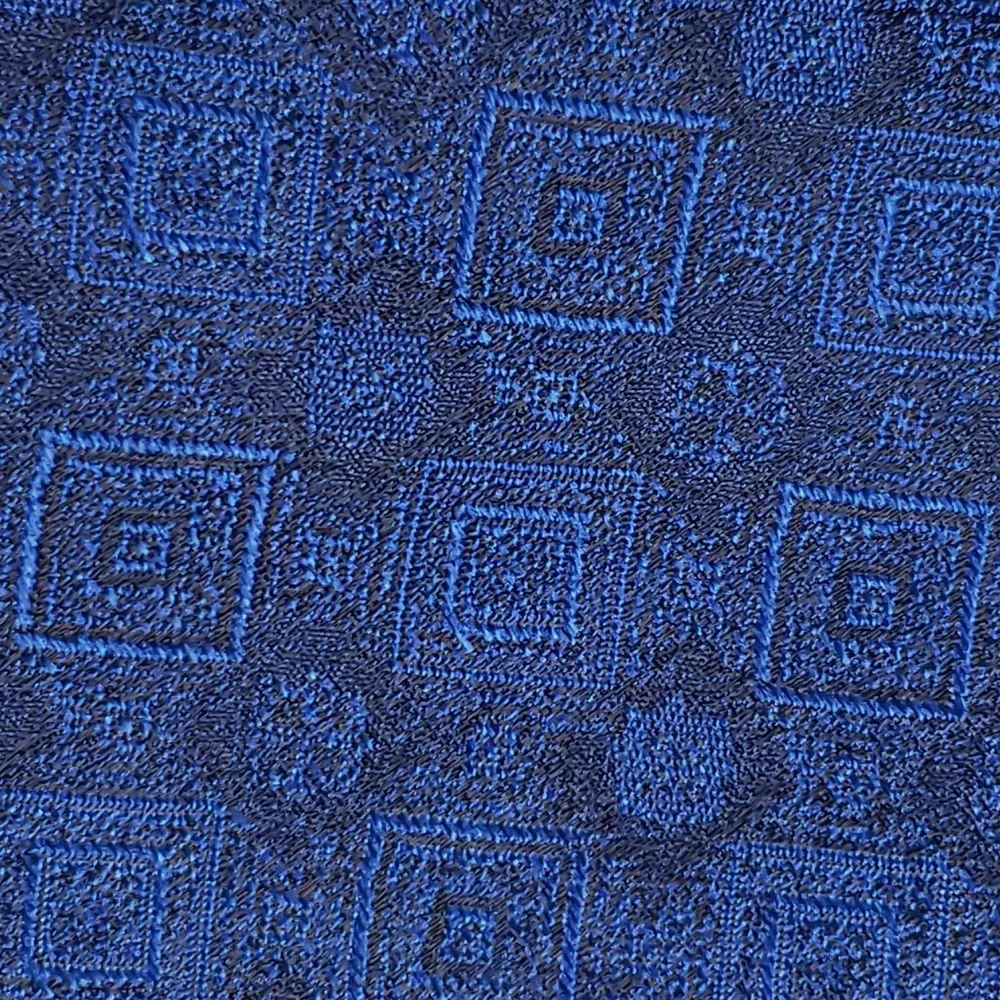 KETCH Necktie Blue Geometric Pattern Men's Tie Made In‎ USA Classic Style